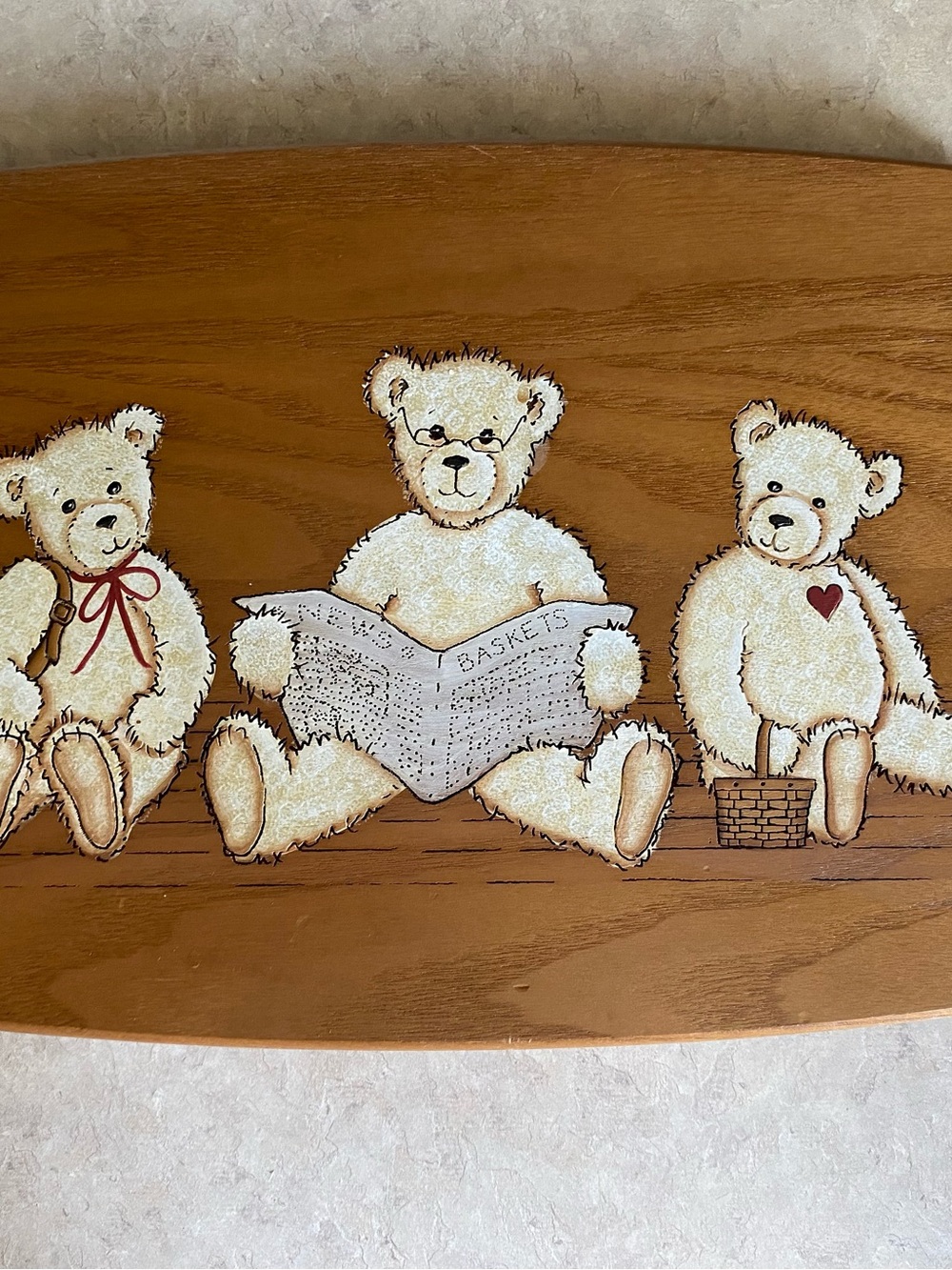 Vintage Handcrafted Teddy Bears Wooden Wall Plaque Decor Cottage Primitive 80s